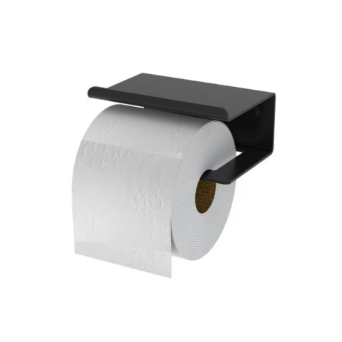 PORTARROLLOS CON ESTANTE NEGRO MATE Portarrollos Con Estante Negro Mate