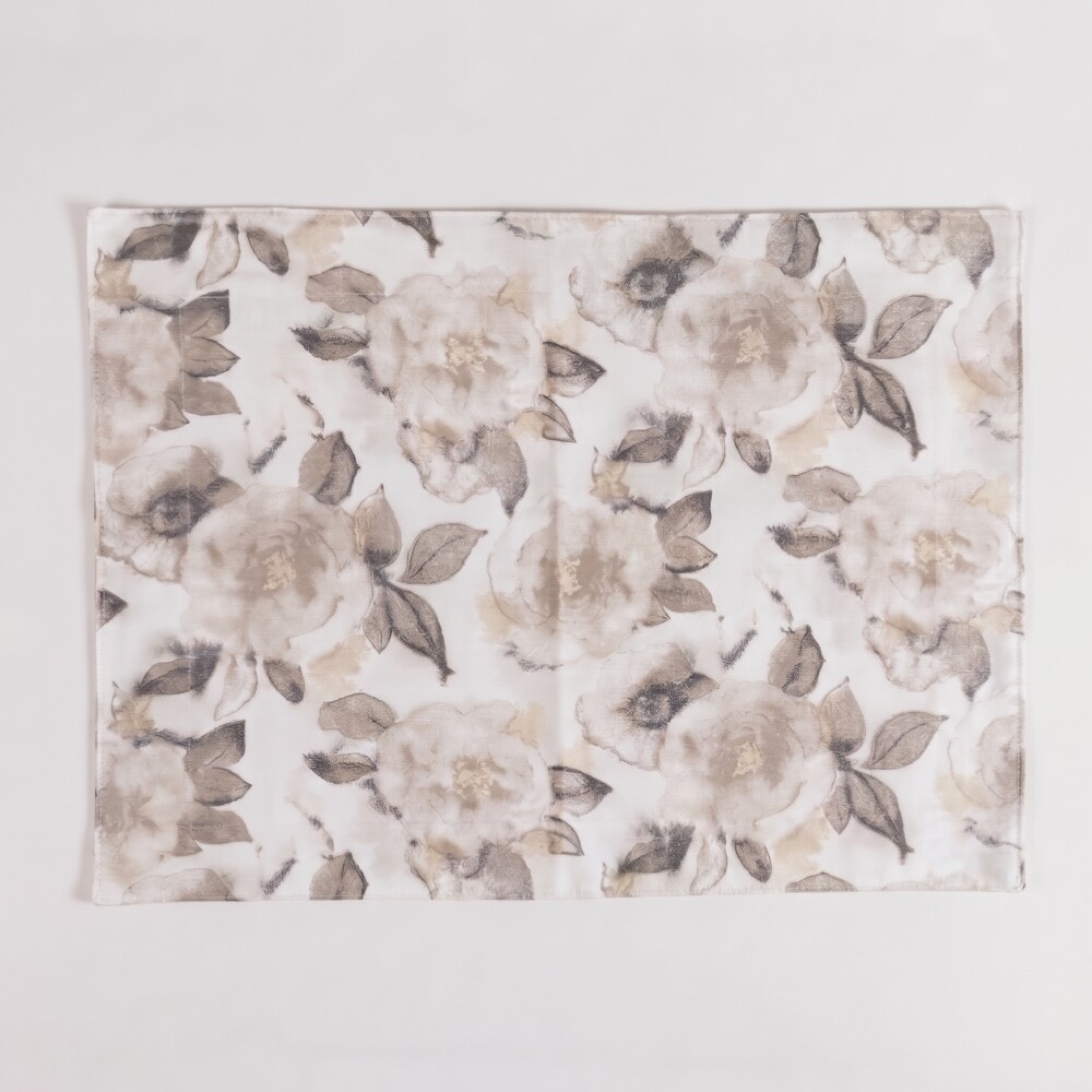 Individual 35x46 Doble Faz Flores Beige