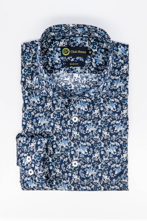 Camisa Fantasia Short Collar Slim-Fit - Capri Camisa Fantasia Short Collar Slim-Fit - Capri
