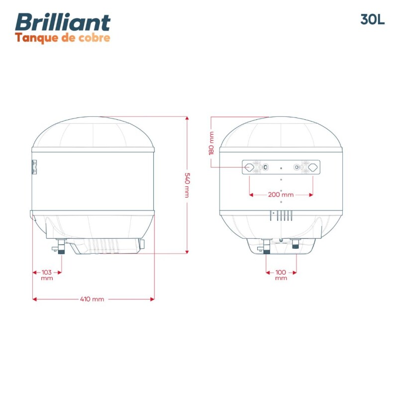 Termotanque Calefón Cobre 30L cilíndrico Brilliant Termotanque Calefón Cobre 30L cilíndrico Brilliant