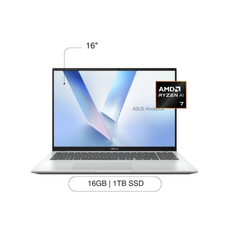 Notebook ASUS Vivobook 16' 1TB SSD / 16GB RAM Ryzen AI 7-350 W11 - Silver Notebook ASUS Vivobook 16' 1TB SSD / 16GB RAM Ryzen AI 7-350 W11 - Silver