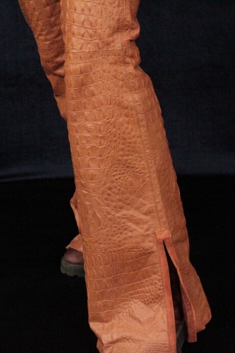 Formal Leather Pants Crocco Beige