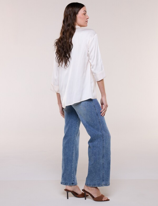 Camisa Holgada De Saten BEIGE CLARO