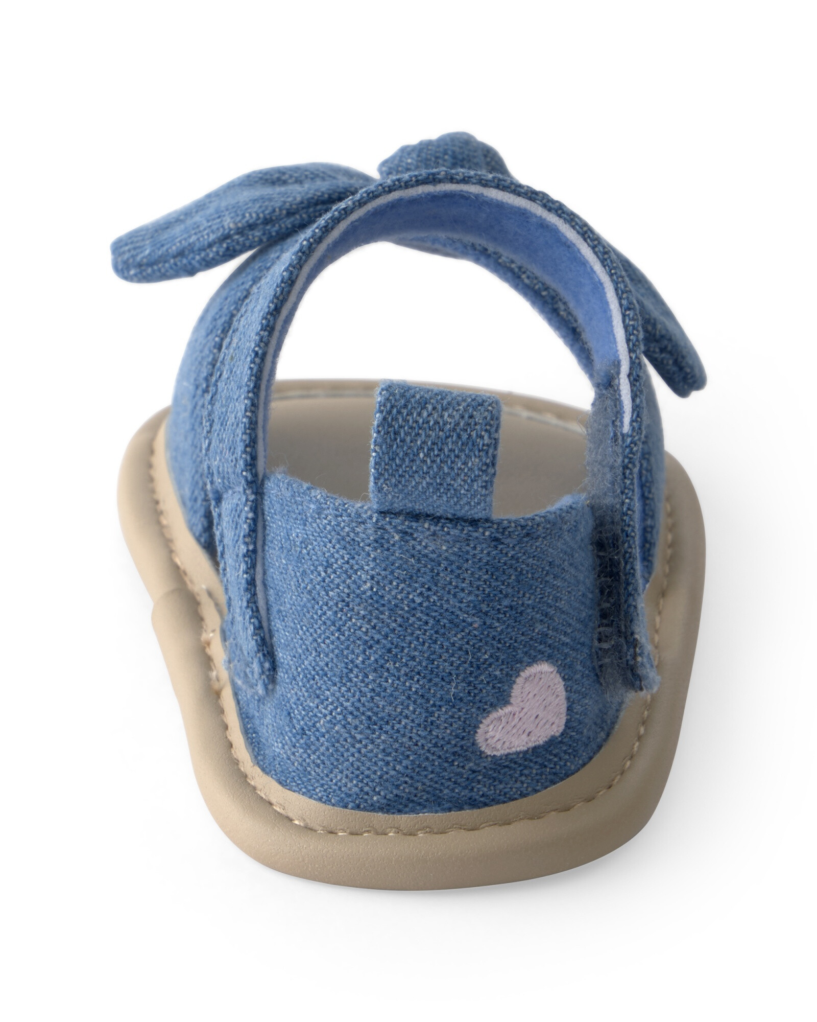 Sandalias azules con velcro y moño Sin color