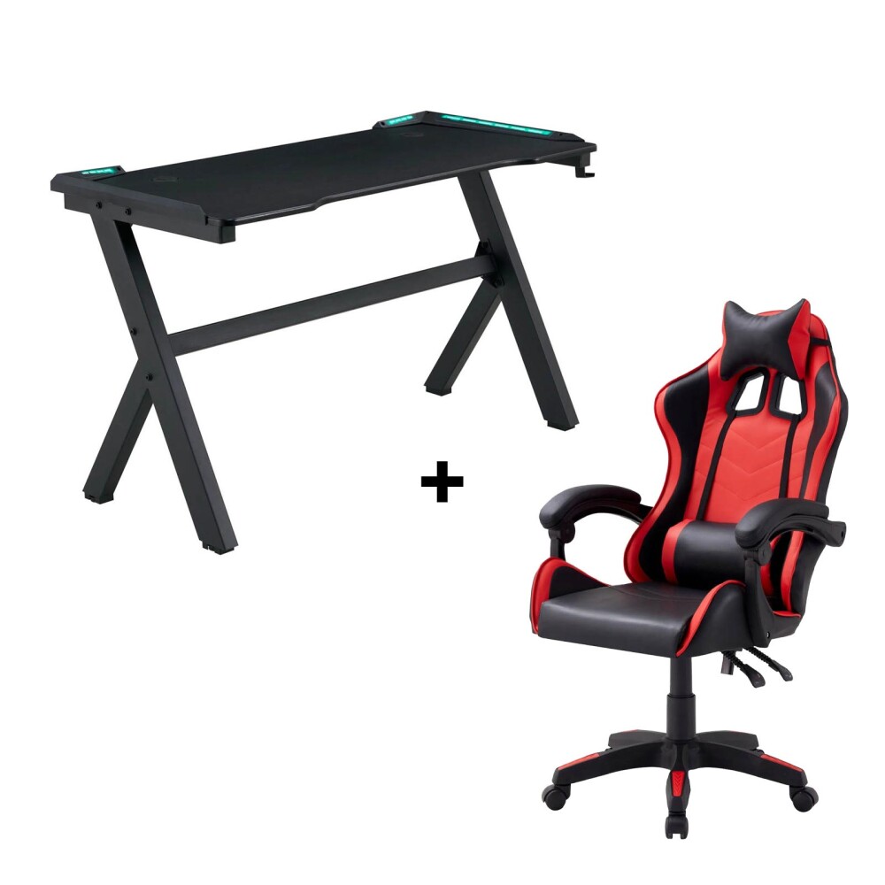 SILLA + ESCRITORIO GAMER LED