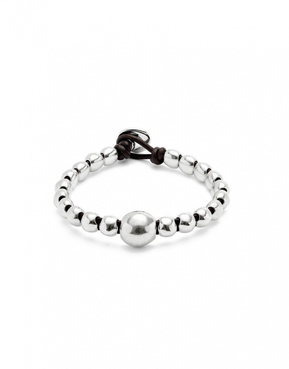 PULSERA DE CUENTAS DE ALEACIÓN DE METALES BAÑADAS EN PLATA DE LEY Y CUENTA CENTRAL MAYOR - Pulsera 