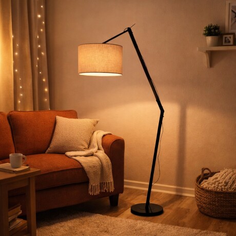 Luminaria de pie pantalla gris articulada E27 165cm Luminaria de pie pantalla gris articulada E27 165cm