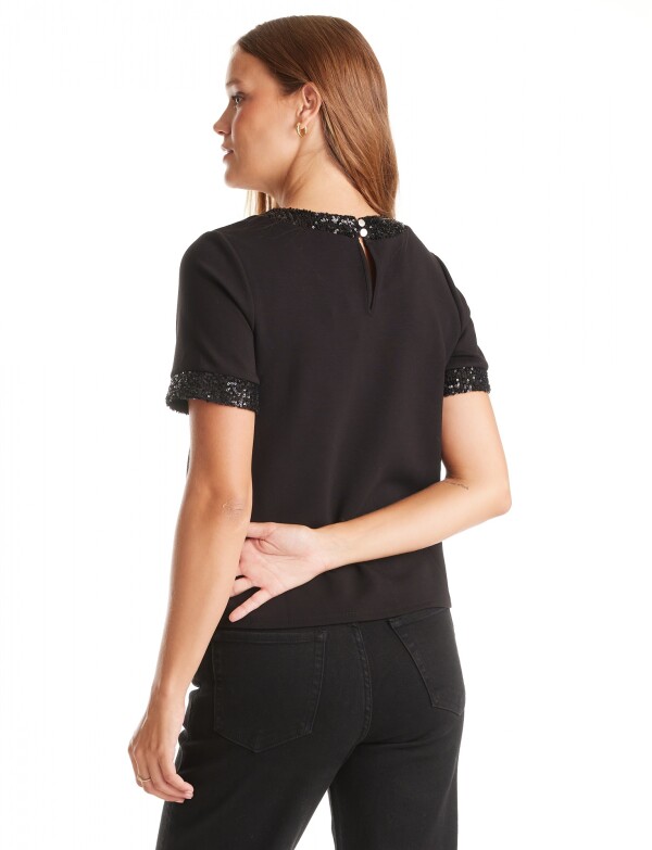 Blusa Aplique Lentejuelas NEGRO