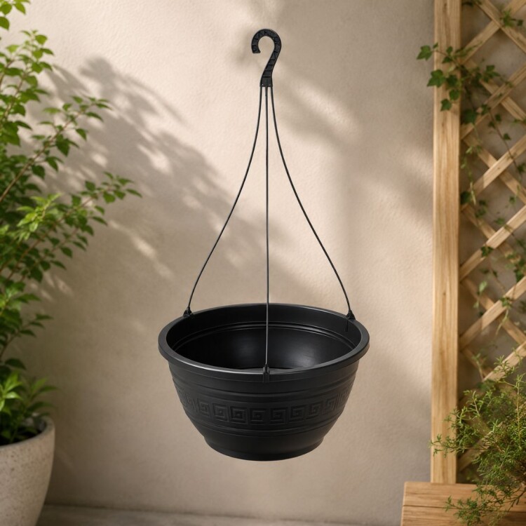 MACETA PARA COLGAR REDONDA 1,5 LITROS 17CM NEGRO MACETA PARA COLGAR REDONDA 1,5 LITROS 17CM NEGRO