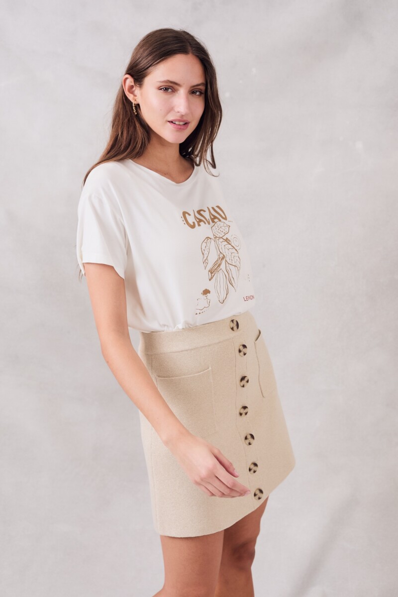 Falda Botones Beige Melange