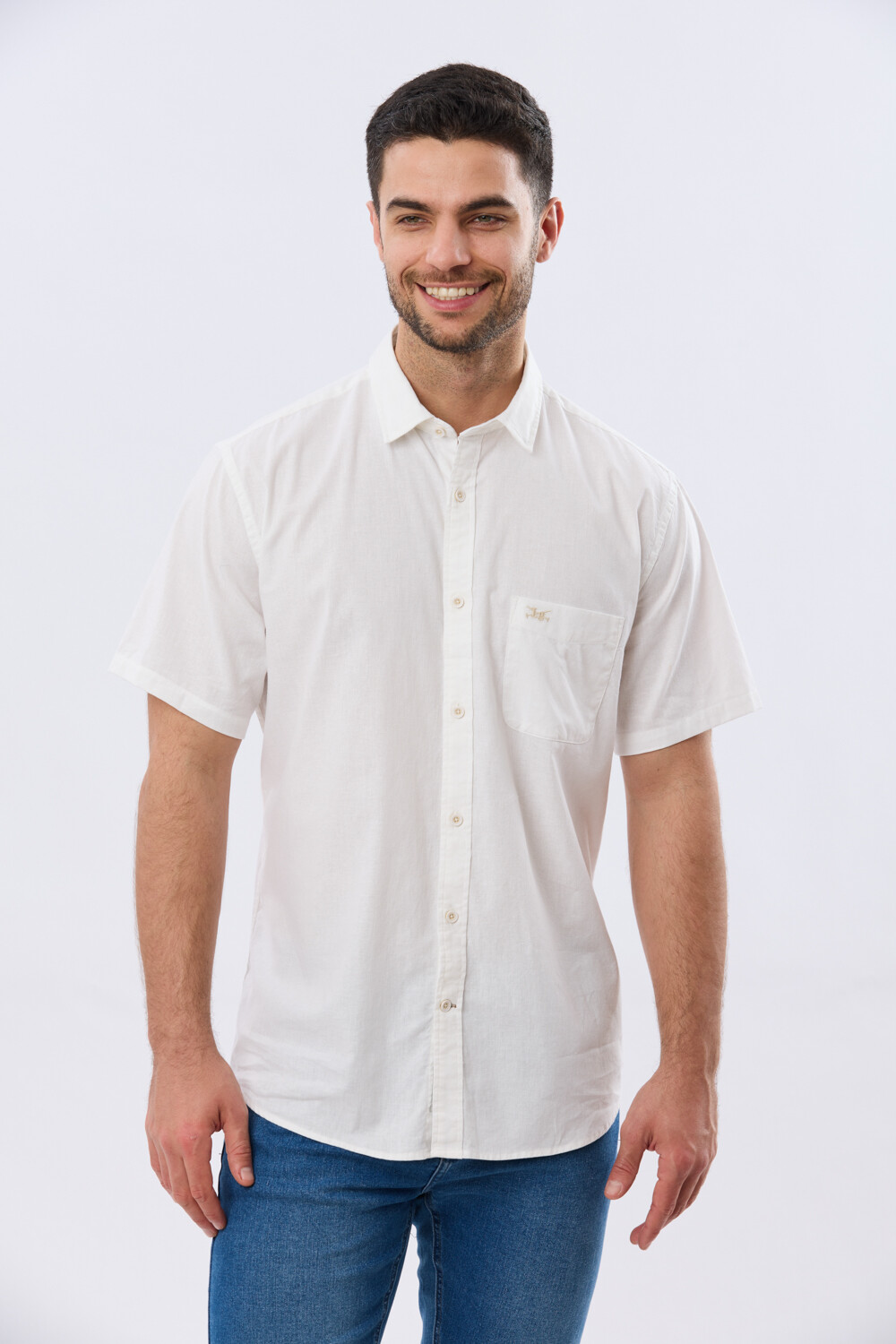 CAMISA LISA DE LINO Blanco