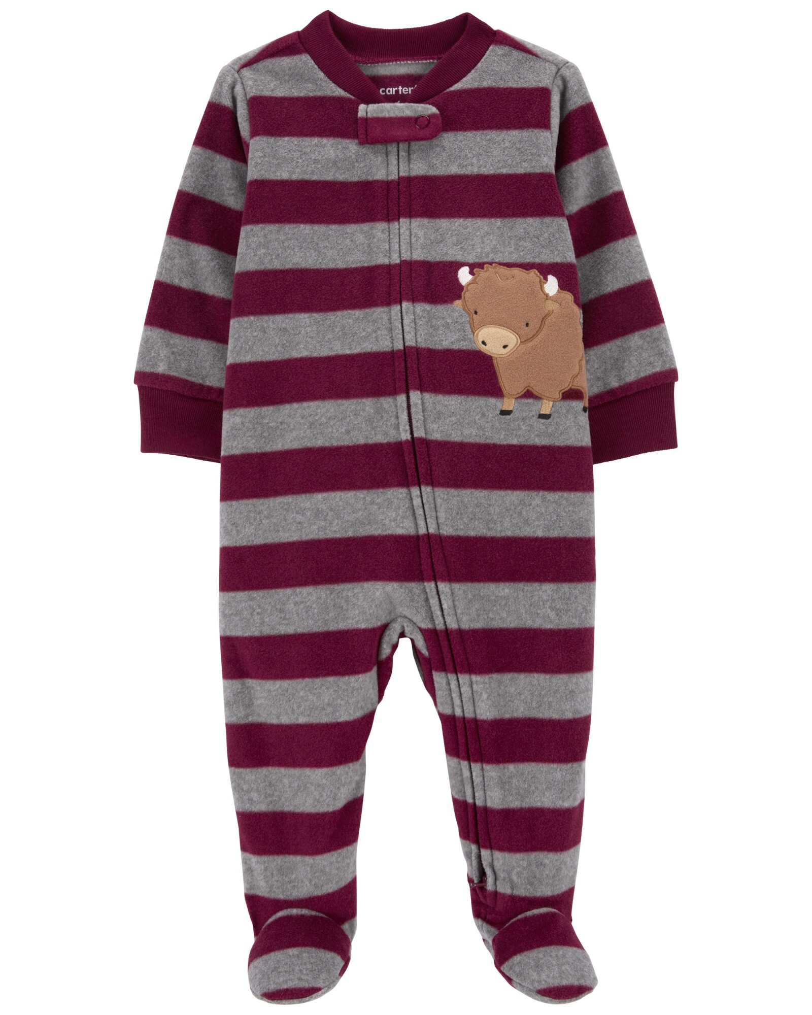 Pijama uno pieza de micropolar, con pie, estampa búfalo Sin color