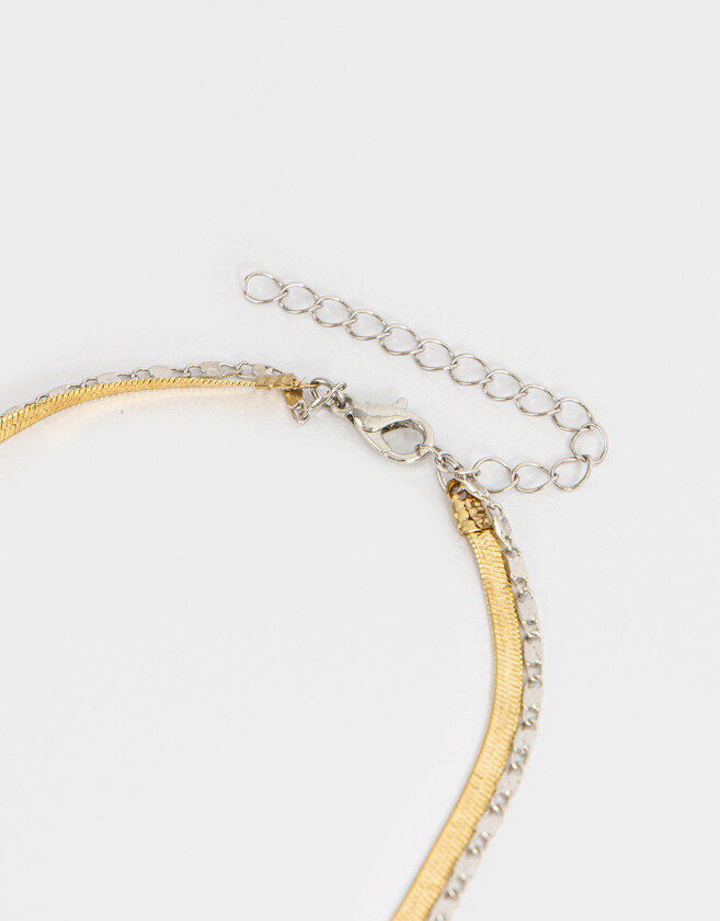 Collares Cortos De metal Collar Corto Multicadena Biplating - Combinacion Bicolor