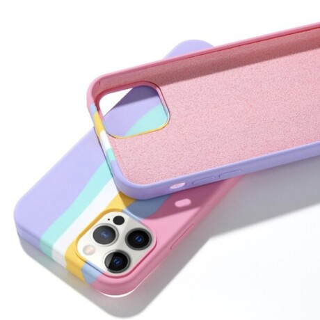 Silicone case iphone 12 pro max Arcoiris rosado