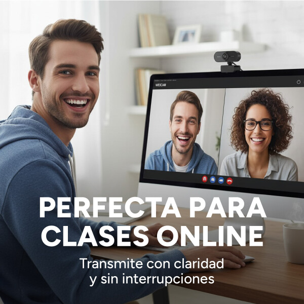 Cámara Web Cam Full HD 1080p USB 360 Micrófono Con Tripode Color Negro
