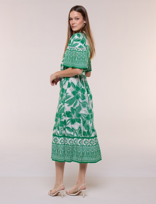 Vestido Maxi Estilo Boho Floral VERDE/MULTI