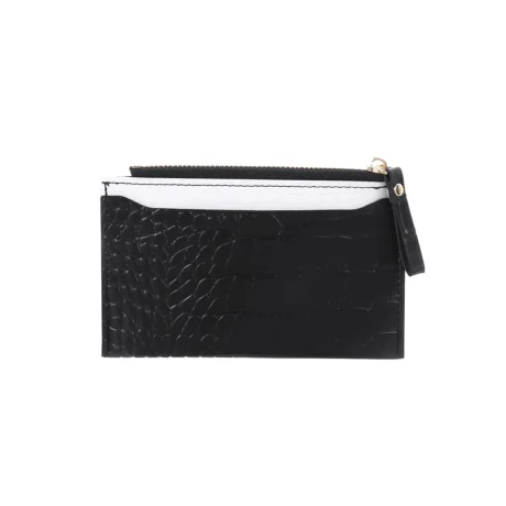 Monedero croco tarjetero bicolor Negro