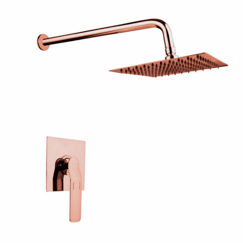 Griferia De Ducha De Embutir Linea Modena Aqualia Rose Gold Sin Transferencia, Incluye Brazo Y Roseta 000