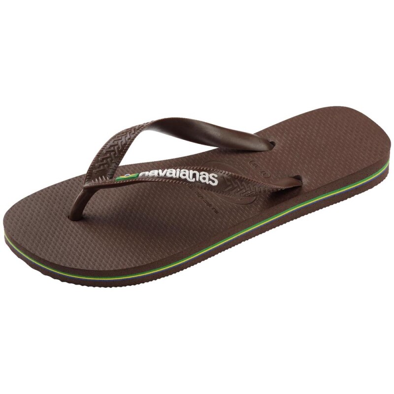 Sandalias Havaianas Brasil Logo Hombre Marrón Oscuro Blanco