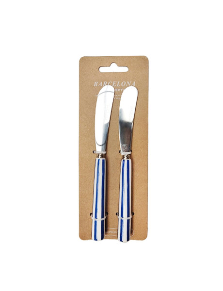 SET X2 CUBIERTO MANTEQUILLA MANGO RAYAS AZUL "BARCELONA" SET X2 CUBIERTO MANTEQUILLA MANGO RAYAS AZUL "BARCELONA"