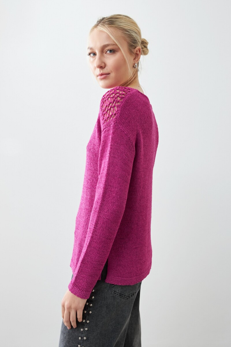 Sweater cinta calado fucsia