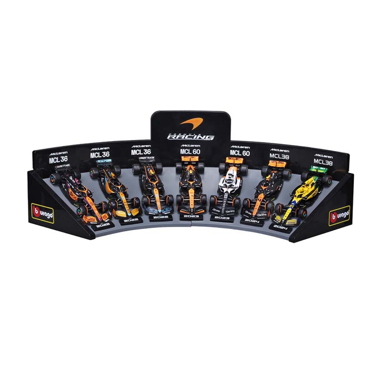 Pack X7 Vehículos Bburago F1 Stand Mclaren 38169 