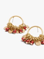 Pendientes De Aro Medallas Y Cuentas dorado