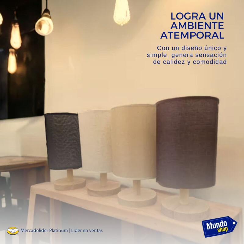 Lampara Portatil De Mesa Veladora Bogota Madera Y Lino Negro