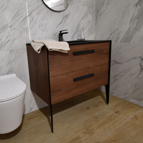 MUEBLE MDF 90x46x82cm COLOR CHERRY BACHA NEGRA - SERIE GIGLIA GAMAS DE MARRON