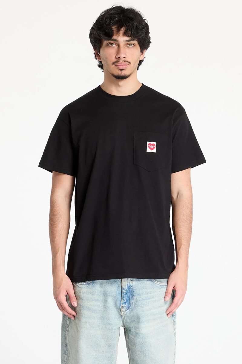 S/S Pocket Heart T-Shirt Negro
