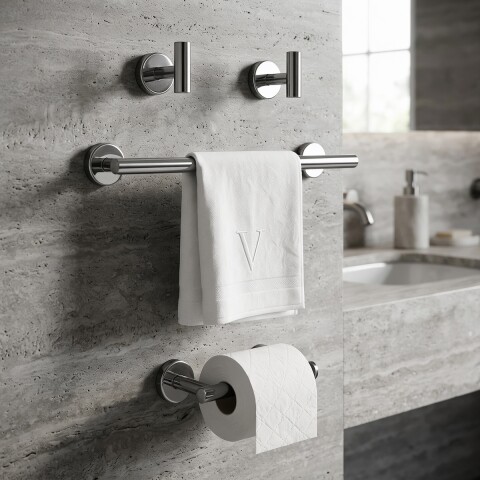 Set Accesorios De Baño Juego De 4 Piezas De Acero Inoxidable Percha Organizador Imback Color Plateado Set Accesorios De Baño Juego De 4 Piezas De Acero Inoxidable Percha Organizador Imback Color Plateado