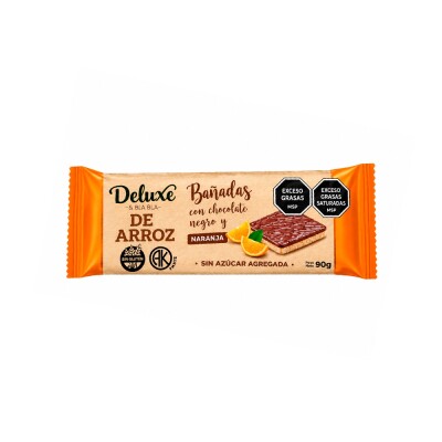 Galletas de Arroz Bañadas en Chocolate Amargo y Naranja 108g Deluxe Galleta Deluxe Choco Naranja
