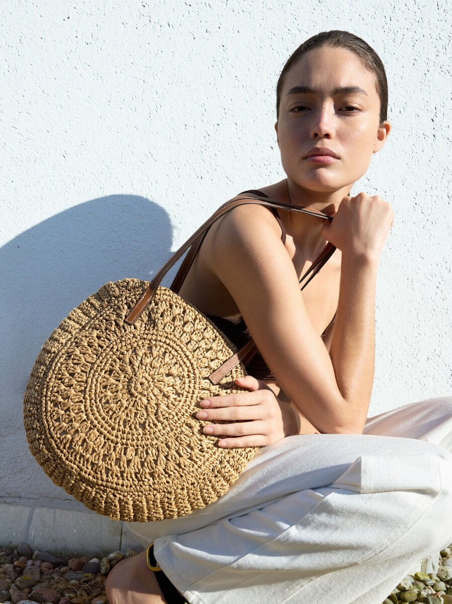 Bolso Shopper Efecto Rafia - natural 
