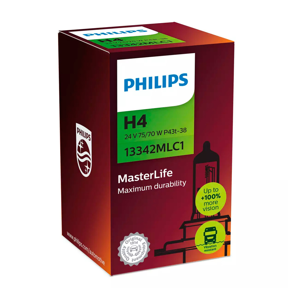 LAMPARA - HALOGENA 24V P43 75/70W H4 MASTER LIFE PHILIPS 