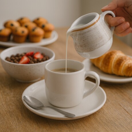 Cremera Redonda con Asa Artisan 85 ml Beige Porcelana Cremera Redonda con Asa Artisan 85 ml Beige Porcelana