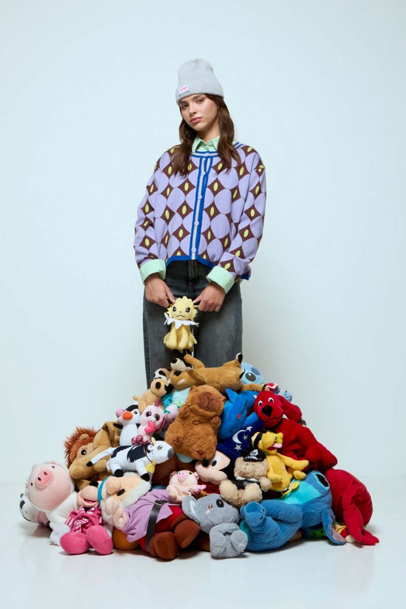 Cardigan geométrico - violeta 