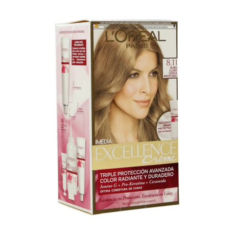Tinta L'Oréal Paris Excellence Creme N°8.11 Rubio Claro Cenizo Tinta L'Oréal Paris Excellence Creme N°8.11 Rubio Claro Cenizo