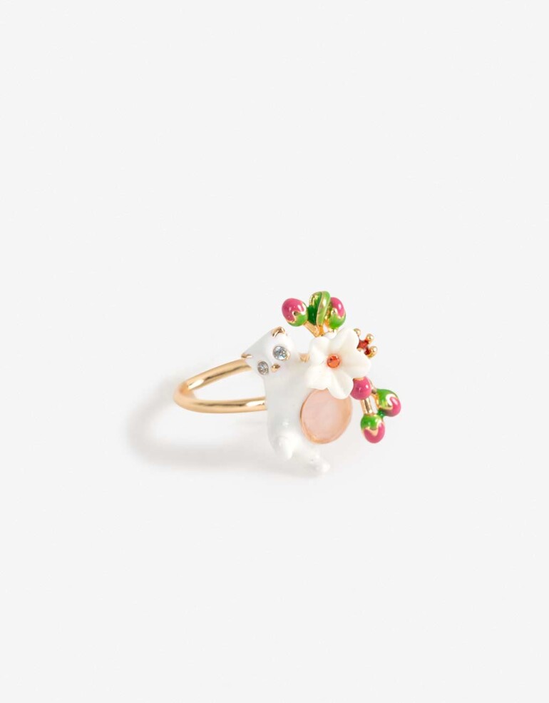 Anillos Medianos y Grandes Metal Anillo Esmaltados Gatito - Dorado