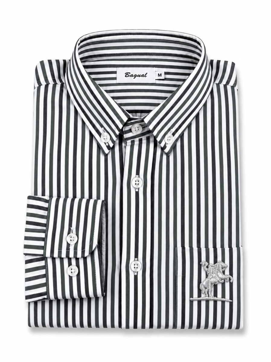 Camisa Caballero - Rayas verde y negra 