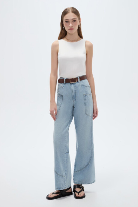 Pantalon Avilor Celeste Grisaceo