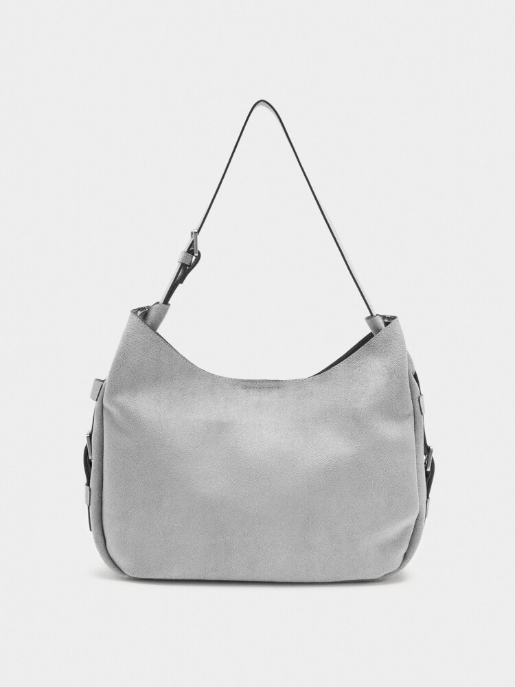Bolso Estilo Hobo Efecto Piel gris