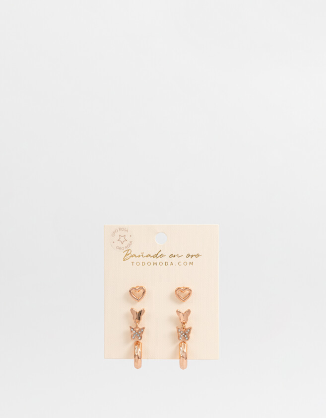 Aros Sets Bañada en Oro Rosa Set De Aros Bañados En Oro Rosa - Dorado