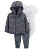 Conjunto Algodón 3 piezas Gris Striped Conjunto Algodón 3 piezas Gris Striped
