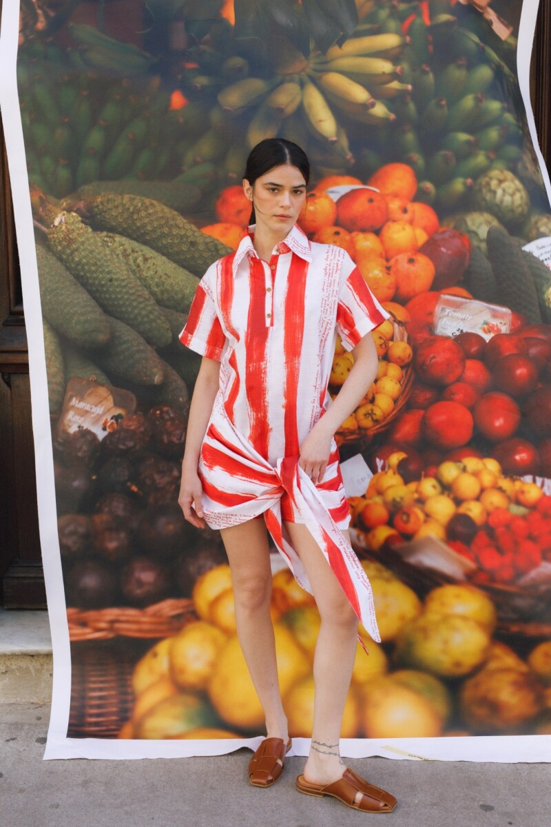 PRE VENTA VESTIDO KIWI PRINT Rayas Rojo