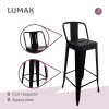 Taburete Tolix en metal con respaldo Negro