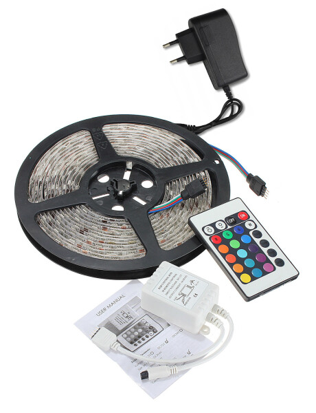 Kit Tira Rollo Led Rgb 5 Mts Con Control Y Efectos 220v Kit Tira Rollo Led Rgb 5 Mts Con Control Y Efectos 220v