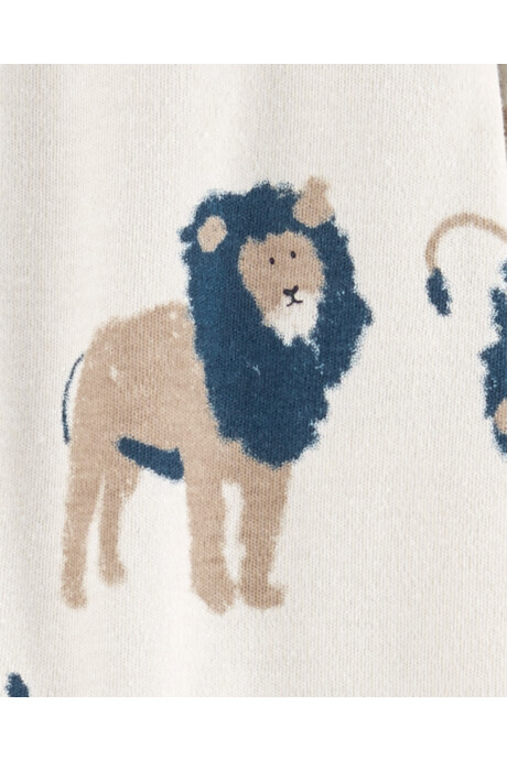 Pijama una pieza de algodón con pie y diseño leones Sin color