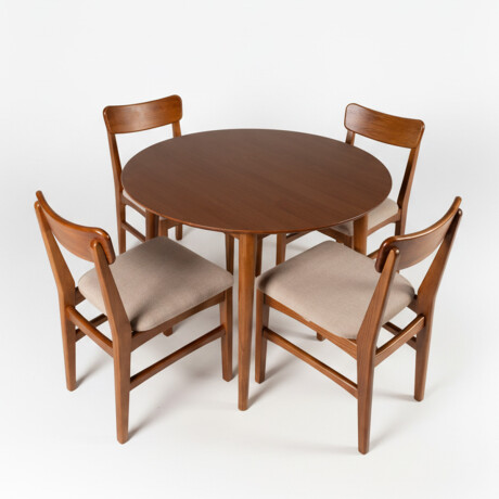 Juego de Comedor Olmo - Mesa redonda 115 + 4 sillas Honey