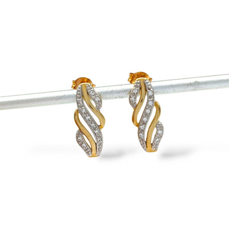 Caravanas Ondas oro- Oro bajo - Zirconia - CA8049 sinpiedra