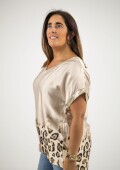 Blusa de satén con dorado Rosa